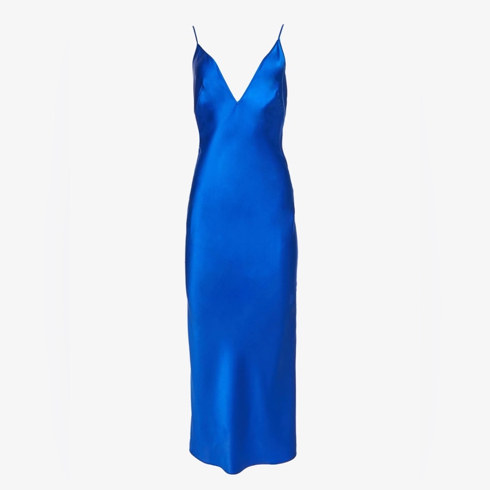 SER.O.YA Cobalt Blue Satin Slip Maxi Dress